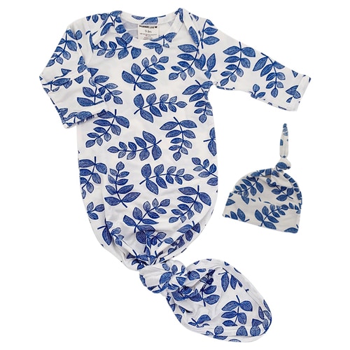 SpearmintLOVE Knitted Gown and Hat Set - Indigo Fern