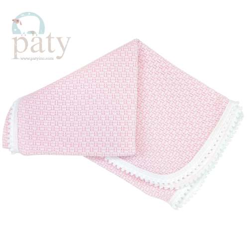 Paty Knit Blanket with Pom Pom Trim #207POM