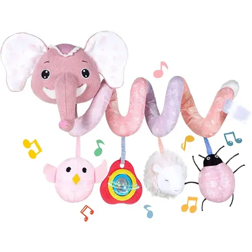Koty Newborn Car Seat Toys, Stroller Toys for Babyies 0-6 Months,Infant Activity Spiral Plush Toys Hanging - Carseat Stroller Crib with Musical Rattle Toy for Boys Girls 0 3 6 9 Months
