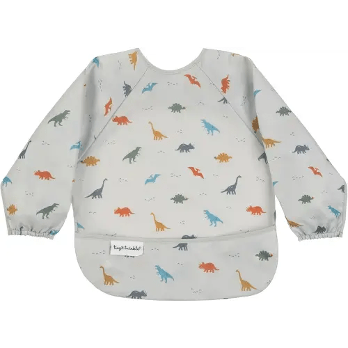 Tiny Twinkle Mess Proof Baby Bib,Waterproof Smock Baby Bib for Eating,Machine Washable Long Sleeve Bib,Baby Led Weaning,Toddler Bib,BLW Supplies(Dinosaur, Small 6-24 Months)