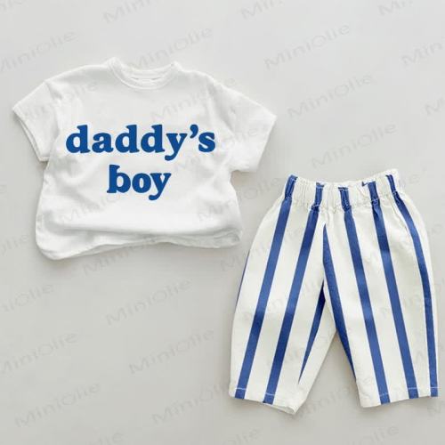 DADDY&#x27;S BOY Baby Vertical Striped 2-piece Set