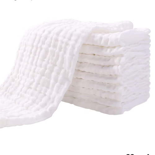 Yoofoss Muslin Burp Cloths for Baby 10 Pack 100% Organic Cotton Baby Washcloths for Boys Girls Large 20''X10'' Super Soft and Absorbent White