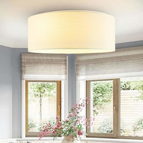 3-Light 15.7 in. Shaded Drum Flush Mount, white