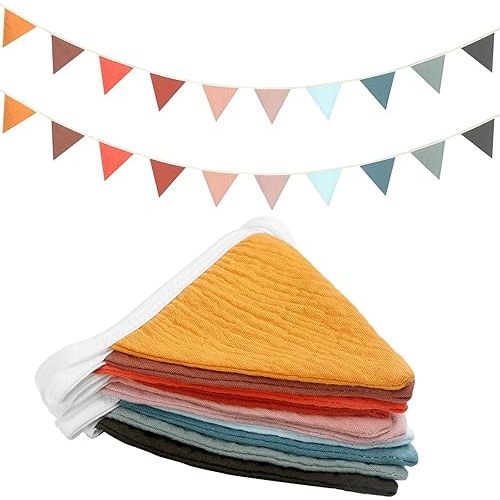 Oudain 17 ft Pennant Banner Flags, 2 Pcs Nursery Garland Triangle Bunting Flag Baby Banner for Nursery Decor Baby Birthday Boho Wedding Shower Party Event, Each 8.5 ft (Mixed Color)