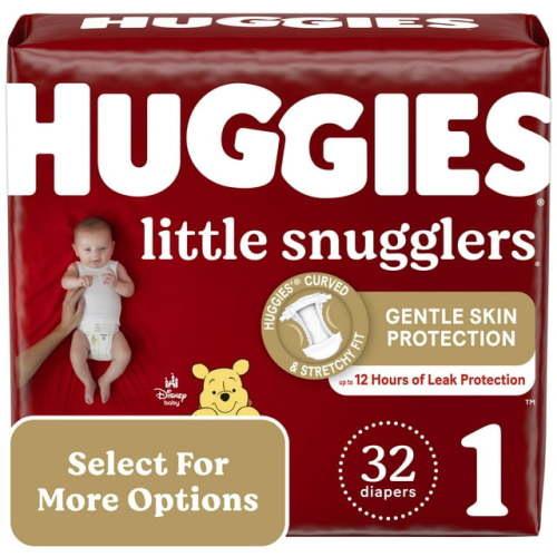 Huggies Little Snugglers Baby Diapers, Size 1 (8-14 lbs), 32 Ct