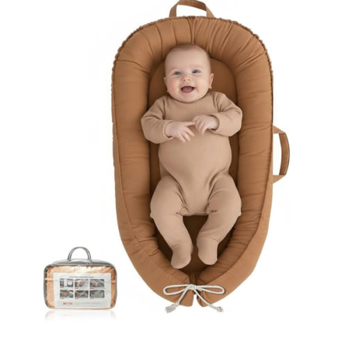 Baby Lounger - Infant Lounger for Newborn 0-24 Months, Pure Cotton Breathable Baby Nest Lounger, Newborn Essentials for Baby Boys & Girls, Portable Baby Lounger for Home and Travel