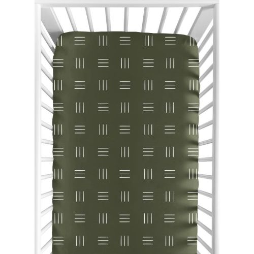 Sweet Jojo Designs Gender Neutral Baby Fitted Crib Sheet Jungle Animals Hunter Green and White