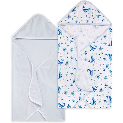 Burt's Bees Baby Hooded Towels - Blue Whales