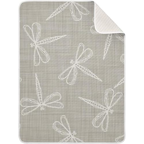 Joko Ivery Gray Dragonflies Baby Blanket Soft Baby Blankets for Boys Girls Toddler Comfy Blanket for Nursery Bed Stroller Baby Crib Shower Gifts Baby Stuff 30x40 Inches