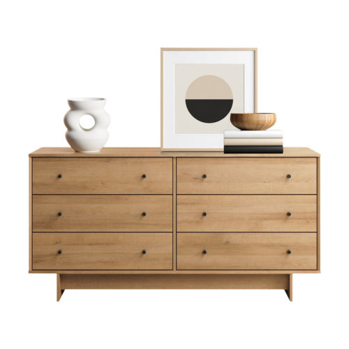 Latitude Run® Orrsville Ranbir Oak 6 Drawer Dresser 61" Wide Chest of Drawers, Dresser for Bedroom, Chest of Drawers for Bedroom & Reviews | Wayfair