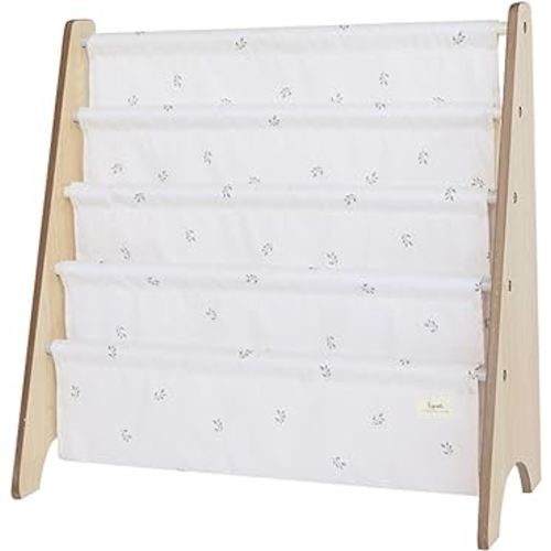 3 Sprouts Recycled Fabric Kids Bookshelf – Kids & Toddler Book Rack for Book Storage – Children's Bookcase Display for Nursery, Playroom or Kids Room in Blueberry Taupe Ages 3+