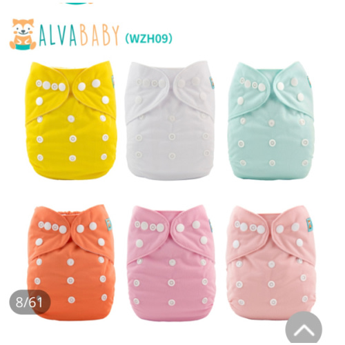 6-Pack Baby Cloth Diapers with 6 Microfiber Inserts - One Size Adjustable & Reusable Pocket Diapers for Infants & Toddlers