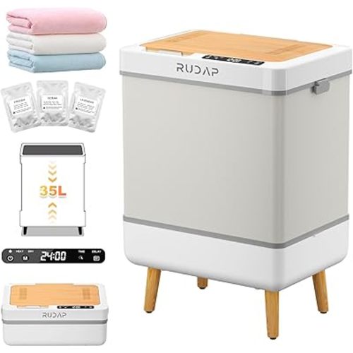 RUDAP Towel Warmer, 35L Large Towel Warmers for Bathroom, Foldable Blanket Warmer with Custom Fragrance, ETL Certification, Fast Heating, Fits 3 Large Towels, 2 Bathrobes, Blankets