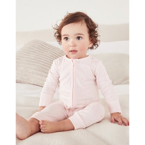 Organic Cotton Foil Star Zip-Up Sleepsuit (0–9mths)