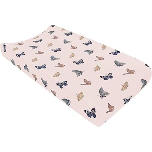 Kyte Baby Change Pad Cover Rayon Made from Bamboo Material in Blush Butterfly