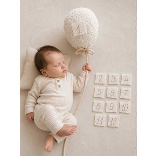Baby Milestone Balloon Set, Baby Shower Gift, Monthly Milestone Photo Prop, Newborn Gift Box, First Year Baby Keepsake,Neutral Nursery Decor