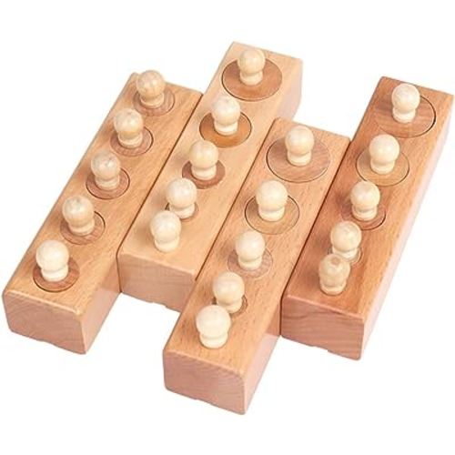 Thoth Montessori Knobbed Cylinder Socket Montessori Materials Wooden Cylinders Ladder Blocks Educational Wooden Toy Montessori Education Toy Family Version