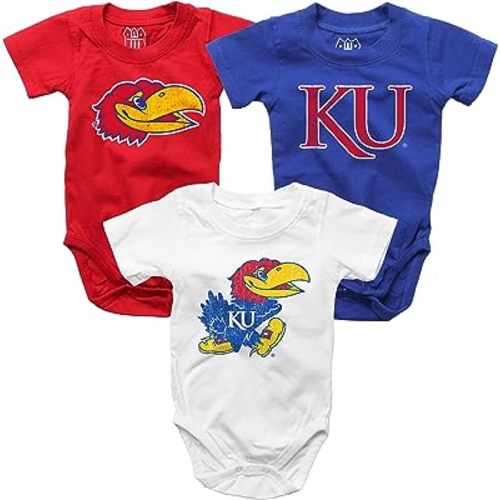 Wes and Willy Baby College Team 3 Pack of Cotton Rompers