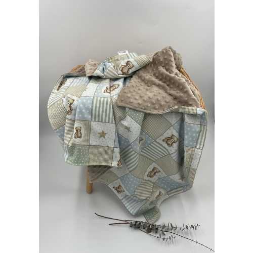 Block Personalized Teddy Bear Baby Blanket: Embroidered Minky , Cotton vintage blanket