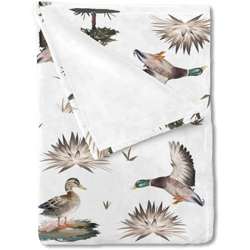 Mallard Duck Baby Blanket for Boys Girls Duck Hunting Flannel Soft Swaddle Blanket Wild Duck Receiving Blankets Warm Newborn Toddler Nursery Bed Crib Blanket Playmat Throw Blanket 30x40