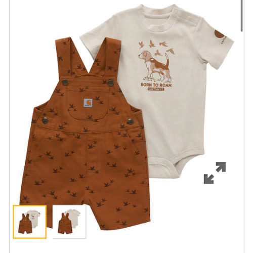 Boys' Two-Piece Short-Sleeve Bodysuit & Printed Canvas Shortall Set (Infant)