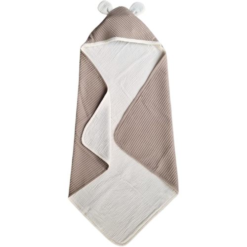IKIGAIN Muslin Baby Towels with Hood - Soft, Absorbent, and Thick Muslin Hooded Baby Towels | 100% Organic Cotton Baby Bath Towels | Two Layer Baby Towel with Hood | Easy to Wash and Quick-Drying