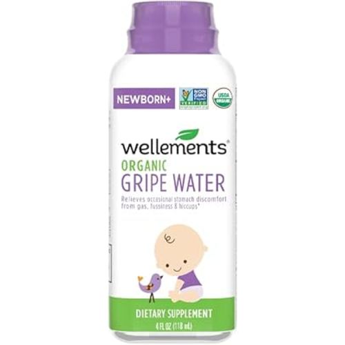Wellements Organic Gripe Water | Relieves Occasional Stomach Discomfort from Baby Gas, Colic, Hiccups and Fussiness | Certified Organic and Non-GMO | No Artificial Flavors | 4 Fl Oz. | Ages Newborn+