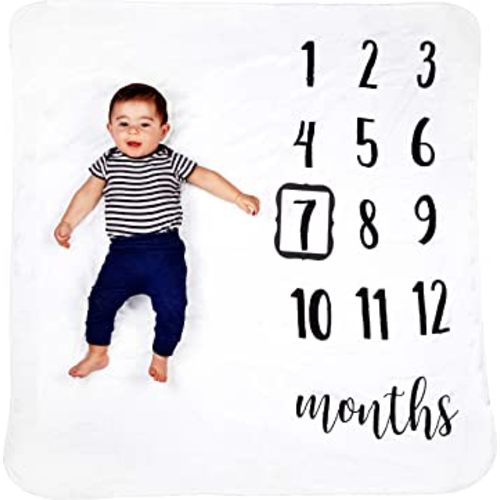 Baby Monthly Milestone Blanket, Premium 265GSM Soft Flannel Fleece Large Photography Background Blanket for Baby Boys and Girls, Photo Prop for Newborn 1 to 12 Months, for Mom, 47”x47” Large