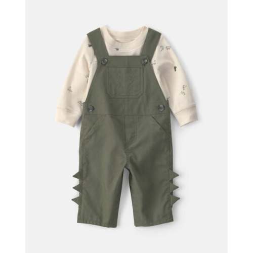 Baby Boy 2-Piece Dinosaur Long-Sleeve Overall Set - Olive Green | Carter's