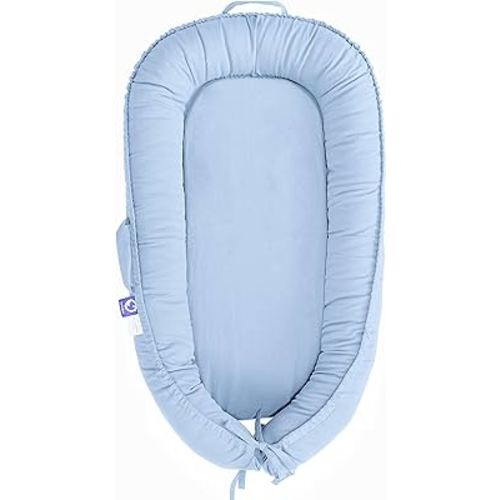 Infant Lounger, Baby Nest Cover for Baby Girls & Boys, Newborn Essentials for Baby 0-12 Months, 100% Cotton Breathable, Portable Travel Bed (Baby Blue)