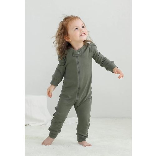 Owlivia Organic Cotton Baby Boy Girl Zip up Sleep 'N Play Pjs, Footless, Long Sleeve