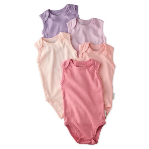 Sam Assorted 5-Pack Sleeveless Organic Cotton Bodysuits, 6-9M