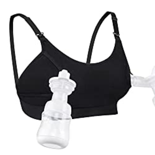 Hands Free Pumping Bra, Momcozy Adjustable Breast-Pump Holding and Nursing Bra - Medium - Black