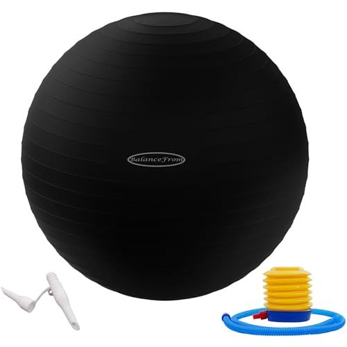 Fitvids Anti-Burst and Slip Resistant Exercise Yoga Fitness Birthing Ball with Quick Pump, 2,000-Pound Capacity, Multiple Colors and Sizes