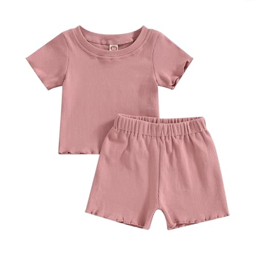 CIYCUIT Toddler Baby Girl Summer Clothes Ruffle Short Sleeve Shirt & Shorts Set