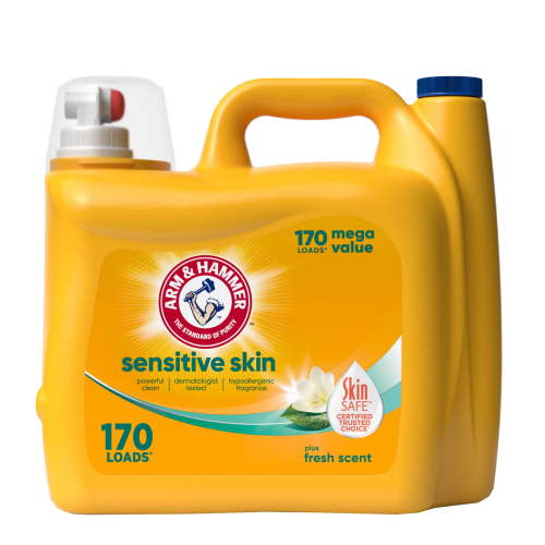 ARM & HAMMER Sensitive Skin, Fresh Scent, Odor Control Soap, 170 Loads Liquid Laundry Detergent, 170 fl oz