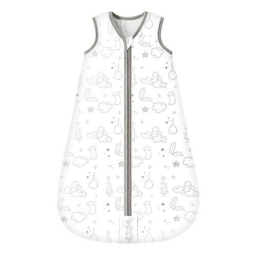 Mosebears Sleep Sack Baby Winter Wearable Blanket with 2-Way Zipper,2.5 TOG Cotton Sleep Sack Unisex (White Cloud, 12-18 Months)