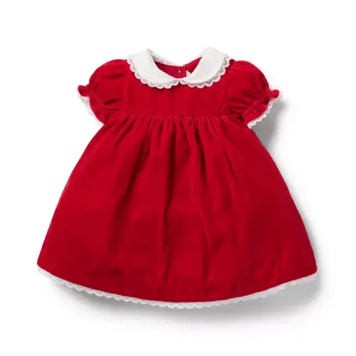 Newborn Holiday Red The Velvet Collared Baby Dress by Janie and Jack