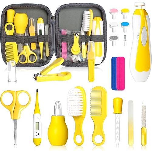 Baby Grooming Kit for Boys Girls Safety Newborn Nursery Essentials Grooming Set Gift for First-time Parents, Yellow 25 in 1