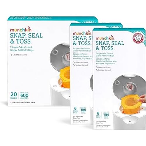 Arm & Hammer Diaper Pail Refills 2x 6 Count & 1x 20 Count, Total 32 Count