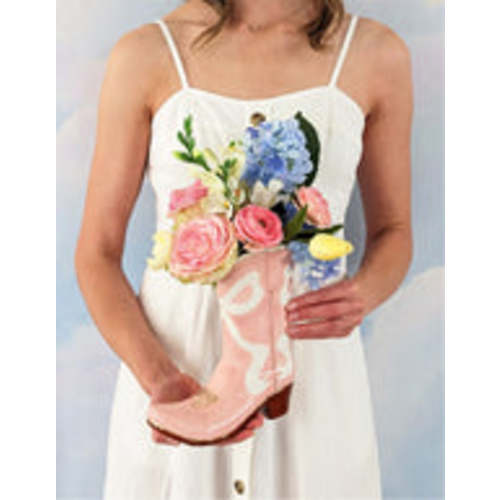 Lo Home x Petite Paloma Cowgirl Boot Vase- Claire Bow in Pink