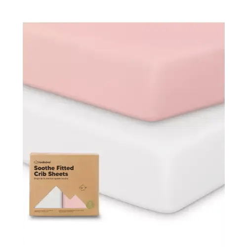 2pk Soothe Fitted Crib Sheets Neutral, Baby Crib Sheets, Fits Standard Nursery Baby Mattress