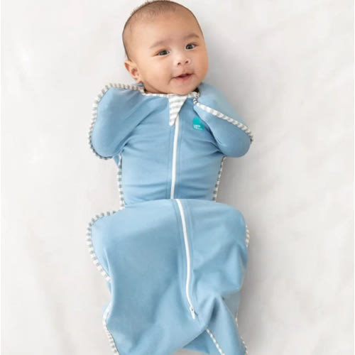 Love To Dream Swaddle UP Self-Soothing Sleep Sack 5-8.5 lbs., Dramatically Better Sleep, Snug Fit Calms Startle Reflex, 1.0 TOG, Dusty Blue, Newborn