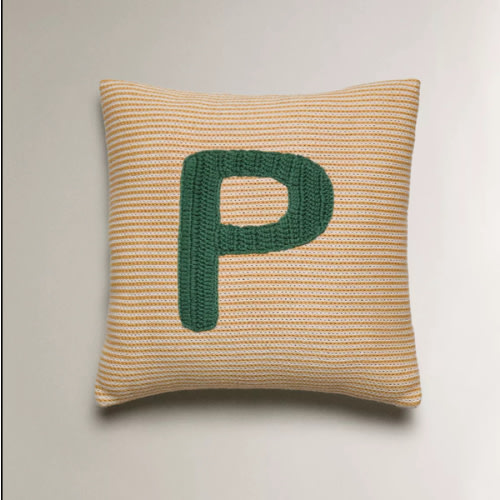 EMBROIDERED LETTER P Pillow