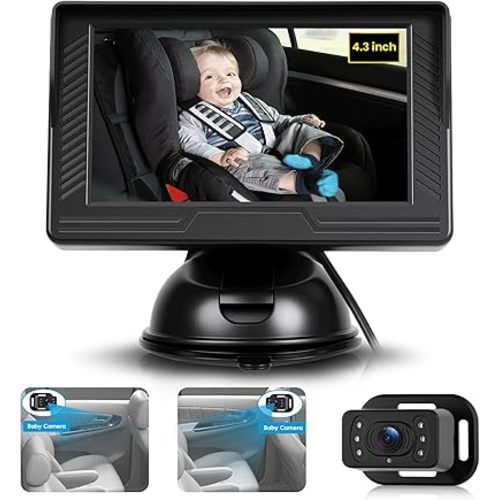 Baby Car Camera HD Rear-Facing Baby Monitor with Night Vision Car Camera for Baby, 360° Adjustable Display, Easy Setup, for Suvs/Cars/Vans/Trucks