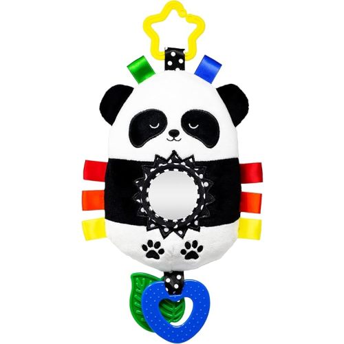 Squish 'N Play Activity Toy Panda- Multi-Sensory Learning Baby Toy - Stroller Toy, Car Seat Toy, Tummy Time Toy, Teether Toy, Baby Gift - with Mirror, Rattle & Taggies