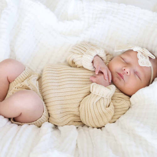 Knit Sweater & Lace Bloomer Set | Linen