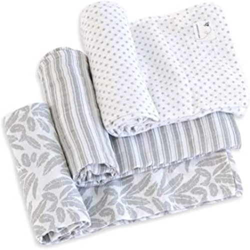 Burt's Bees Baby - HM25785 - Swaddles, Muslin Cotton Baby Blankets, 3-Pack, 47" x 47", Multipurpose Lightweight & Breathable 100% Organic Cotton (Dottie Bee)