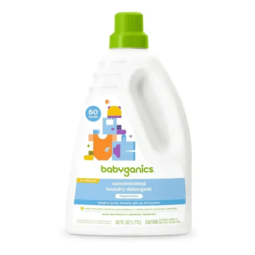 Babyganics 3X Baby Laundry Detergent, HE compatible, Stain-Fighting, Fragrance Free, 60 Fl Oz