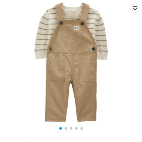 Baby 2-Piece Striped Thermal Sweater & Canvas Coverall Set